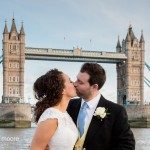 Bride and Groom on the Thames by Tower Bridge, photography by Helen Moore, Moore & Moore Photography, Hampshire