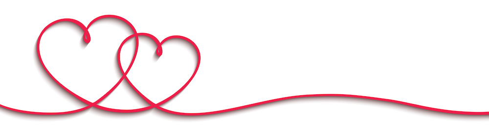 Two beautiful hearts with shadows - stock vector Two Hearts Ribbon Valentines Day